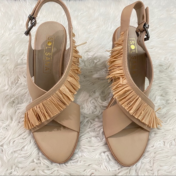 Anthropologie Sol Sana Casey Fringe Block Heels - Picture 2 of 10